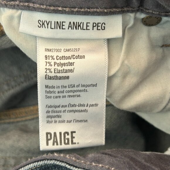 PAIGE Denim Skyline Ankle Peg Jeans Size 27 Raw Hem - Picture 8 of 12
